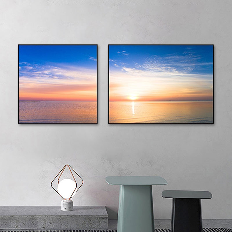 Vivolux | Sonnenuntergang Meer Landschaft Leinwand Kunst Tropische Mehrteilig Wanddeko in Pastellfarbe für Zuhause