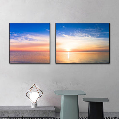 Vivolux | Sonnenuntergang Meer Landschaft Leinwand Kunst Tropische Mehrteilig Wanddeko in Pastellfarbe für Zuhause