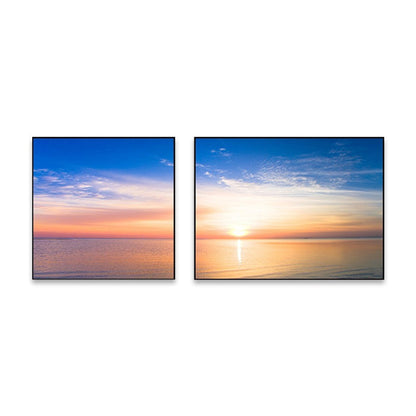 Vivolux | Sonnenuntergang Meer Landschaft Leinwand Kunst Tropische Mehrteilig Wanddeko in Pastellfarbe für Zuhause