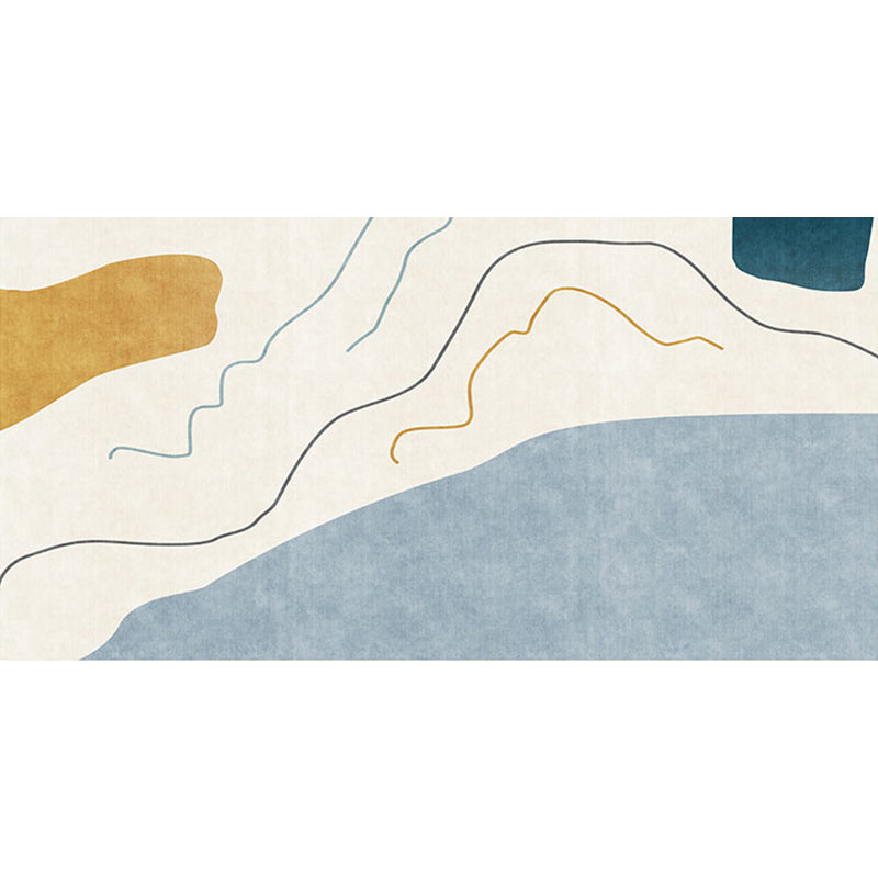 Vivolux | Modernistische Abstracte Tapijt Blauw en Beige Polyester Tapijt Antislip Achterkant Wasbaar Dierenvriendelijk Tapijt voor Thuis