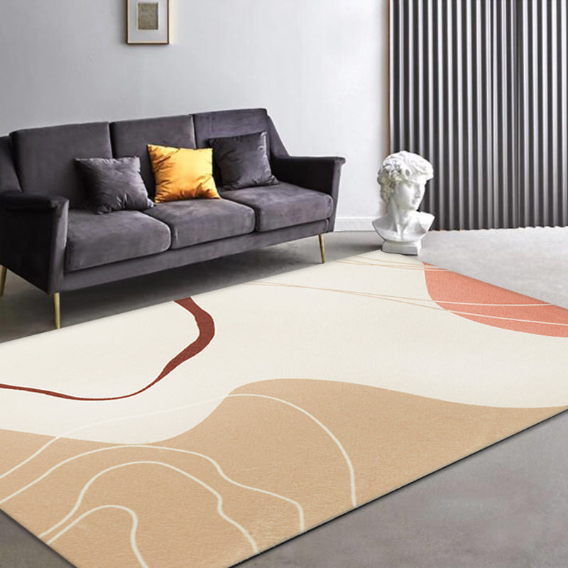 Vivolux | Einfacher mehrfarbiger modernistischer Teppich Polyester abstrakter Teppich waschbar haustierfreundlich rutschfester Teppich für das Wohnzimmer