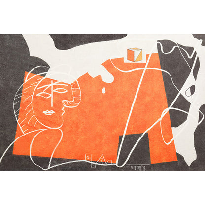 Vivolux | Oranje en Zwart Abstract Tapijt Polyester Moderne Tapijt Wasbaar Antislip Huisdiervriendelijk Area Tapijt voor Woonkamer