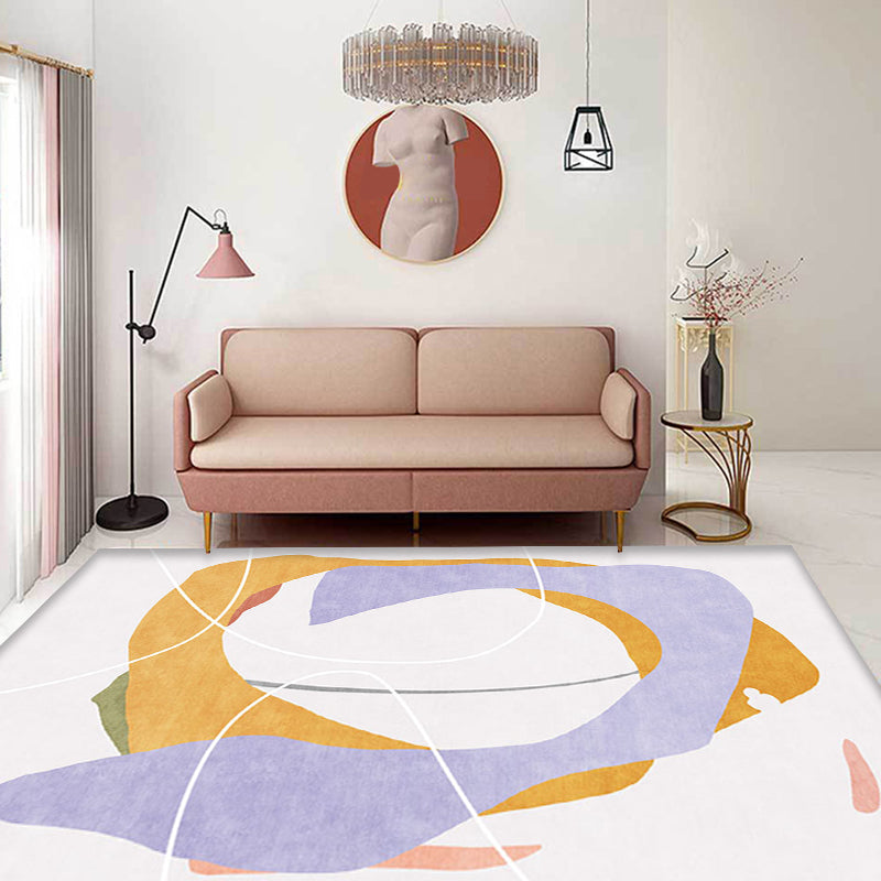 Vivolux | Kreativer Mehrfarbiger Modernistischer Teppich Polyester Abstrakter Teppich Waschbar Haustierfreundlicher Rutschfester Teppich für das Wohnzimmer