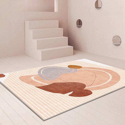 Vivolux | Stijlvolle Modernisme Tapijt Oranje Kleurblok Gestreept Patroon Tapijt Diertvriendelijk Antislip Wasbaar Vloerkleed voor Decoratie