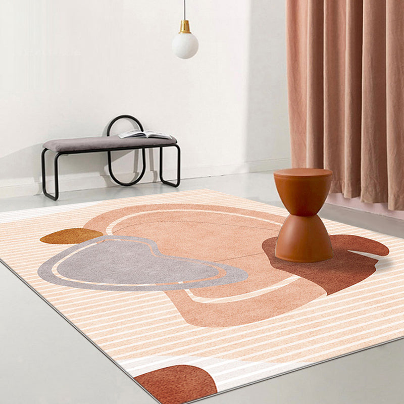 Vivolux | Stijlvolle Modernisme Tapijt Oranje Kleurblok Gestreept Patroon Tapijt Diertvriendelijk Antislip Wasbaar Vloerkleed voor Decoratie