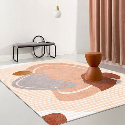 Vivolux | Stijlvolle Modernisme Tapijt Oranje Kleurblok Gestreept Patroon Tapijt Diertvriendelijk Antislip Wasbaar Vloerkleed voor Decoratie