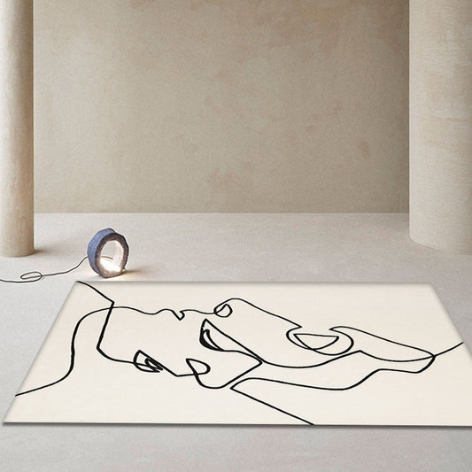 Vivolux | Kreativ Nordic Teppich Beige Abstract Teppich Haustierfreundlich Rutschfest Waschbar Teppich für Dekoration