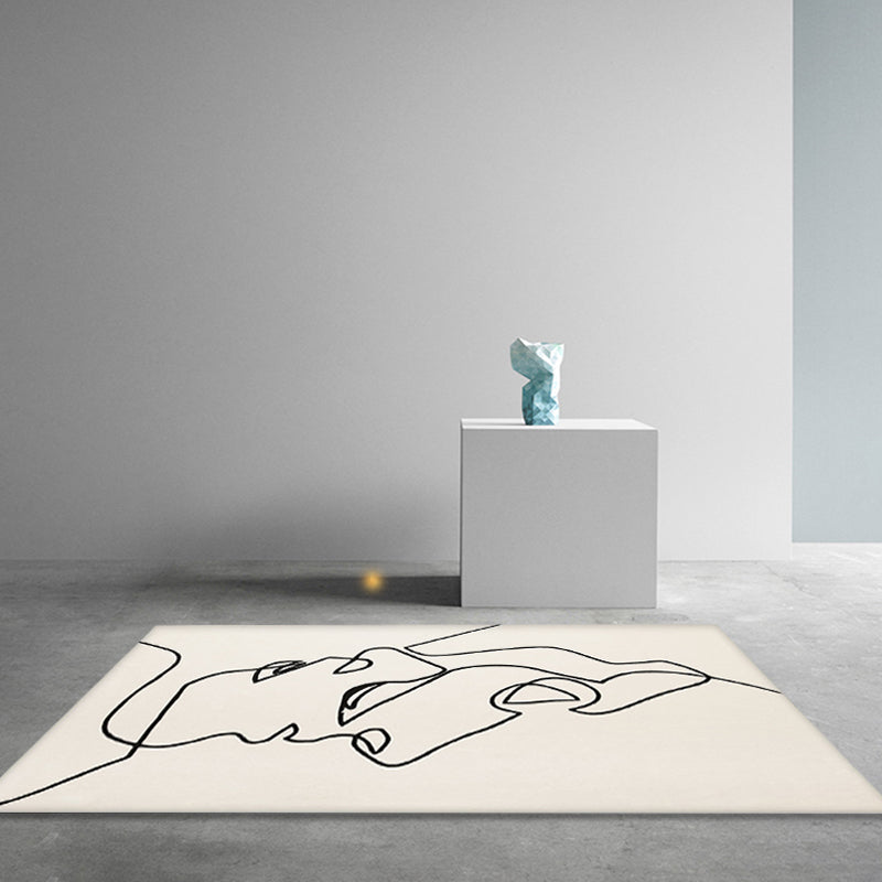 Vivolux | Kreativ Nordic Teppich Beige Abstract Teppich Haustierfreundlich Rutschfest Waschbar Teppich für Dekoration