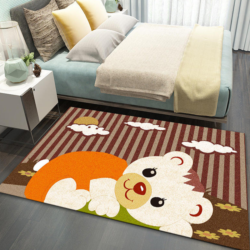 Vivolux | Stijlvol Multicolor Kinder Tapijt Polyester Dieren- en Streep Patroon Tapijt Wasbaar Huisdiervriendelijk Antislip Vloerkleed voor Peuter slaapkamer