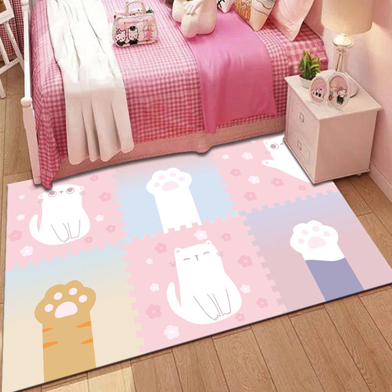 Vivolux | Stijlvol Multicolor Kinder Tapijt Polyester Dieren- en Streep Patroon Tapijt Wasbaar Huisdiervriendelijk Antislip Vloerkleed voor Peuter slaapkamer