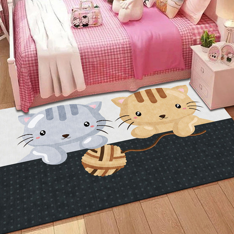 Vivolux | Stijlvol Multicolor Kinder Tapijt Polyester Dieren- en Streep Patroon Tapijt Wasbaar Huisdiervriendelijk Antislip Vloerkleed voor Peuter slaapkamer