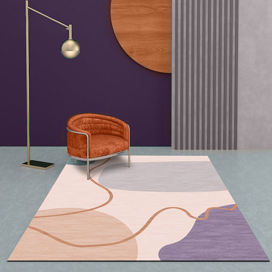 Vivolux | Modernistisches Farbkasten Teppich Rosa Polyester Teppich Rutschfester Teppich Waschbar Tierfreundlicher Teppich für Zuhause