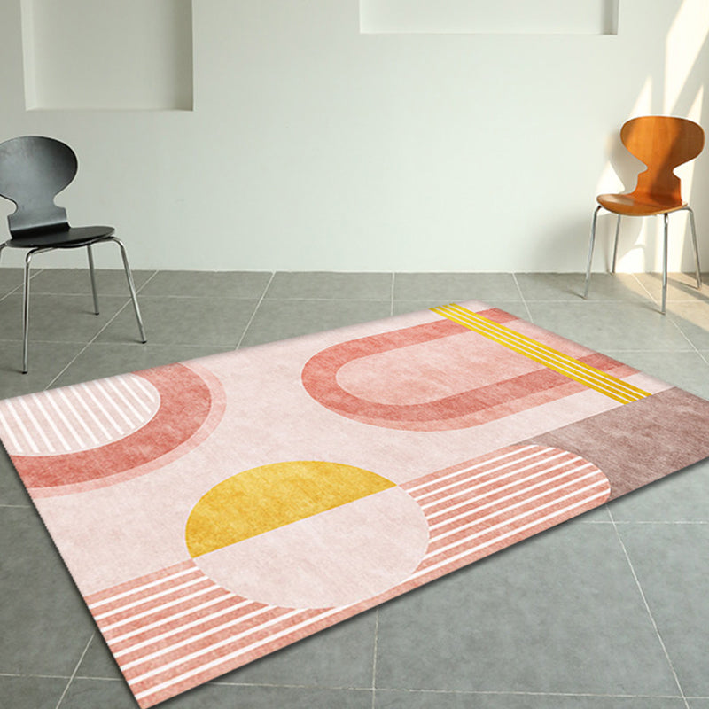 Vivolux | Stijlvol oranje-rode modernistische tapijt polyester geometrisch patroon tapijt wasbaar huisdiervriendelijk antislip vloerkleed voor woonkamer