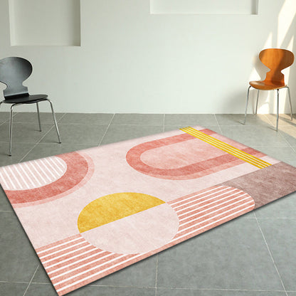 Vivolux | Stijlvol oranje-rode modernistische tapijt polyester geometrisch patroon tapijt wasbaar huisdiervriendelijk antislip vloerkleed voor woonkamer