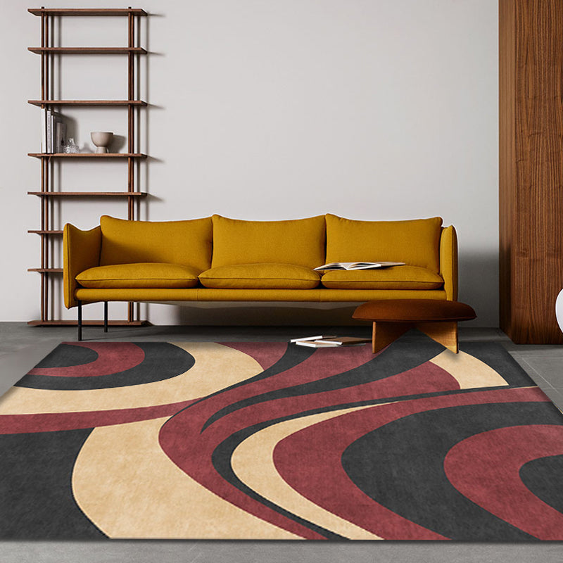 Vivolux | Stijlvol Modernisme Tapijt Grijs en Rood Draaibeweging Gestreept Patroon Tapijt Huisdiervriendelijk Antislip Wasbaar Vloerkleed voor Decoratie