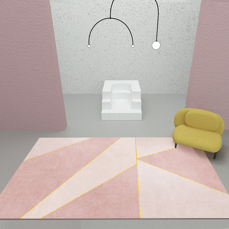 Vivolux | Stilvoller Moderner Teppich Rosa und Weiß Geometrisches Muster Teppich Haustierfreundlich Anti-Rutsch Waschbarer Teppich für Dekoration