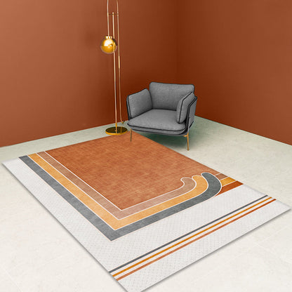 Vivolux | Neuheit Geometrisches Muster Teppich mit Karomuster Orange Polyester Teppich Rutschfeste Unterlage Waschbar Haustierfreundlicher Teppich für Zuhause