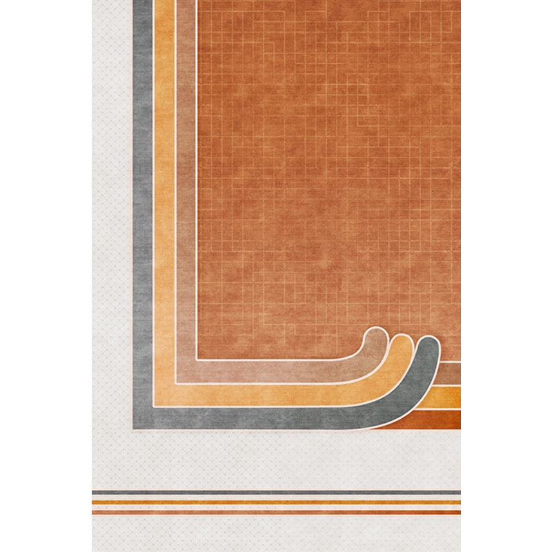 Vivolux | Neuheit Geometrisches Muster Teppich mit Karomuster Orange Polyester Teppich Rutschfeste Unterlage Waschbar Haustierfreundlicher Teppich für Zuhause