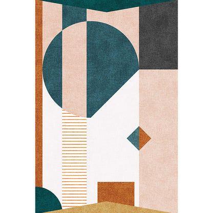 Vivolux | Lässig Mehrfarbig Modernist Teppich Polyester Farbblock Gestreiftes Muster Teppich Waschbar Haustierfreundlicher Rutschfester Teppich für Wohnzimmer