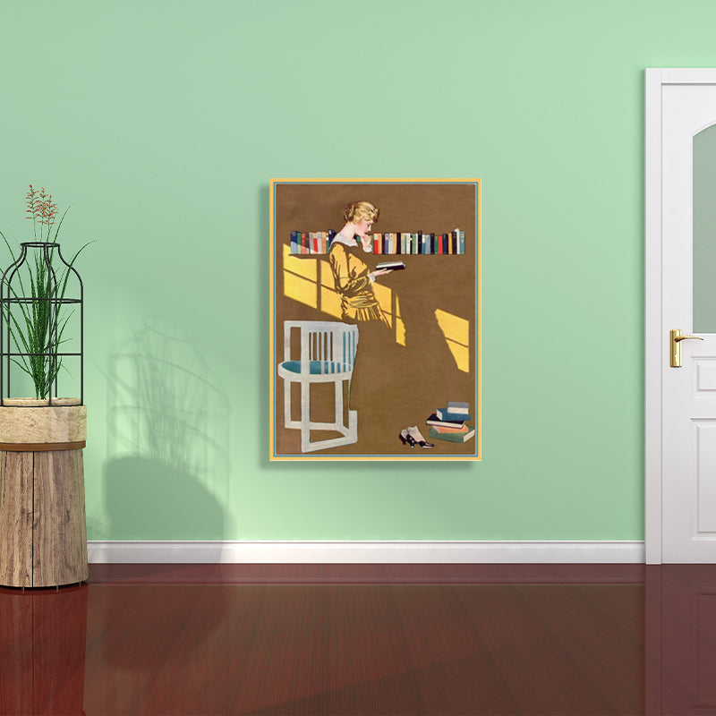 Vivolux | Lesende Frauen Wandkunst Brauner Leinwanddruck Wanddekoration, Texturiert, Mehrere Größenoptionen