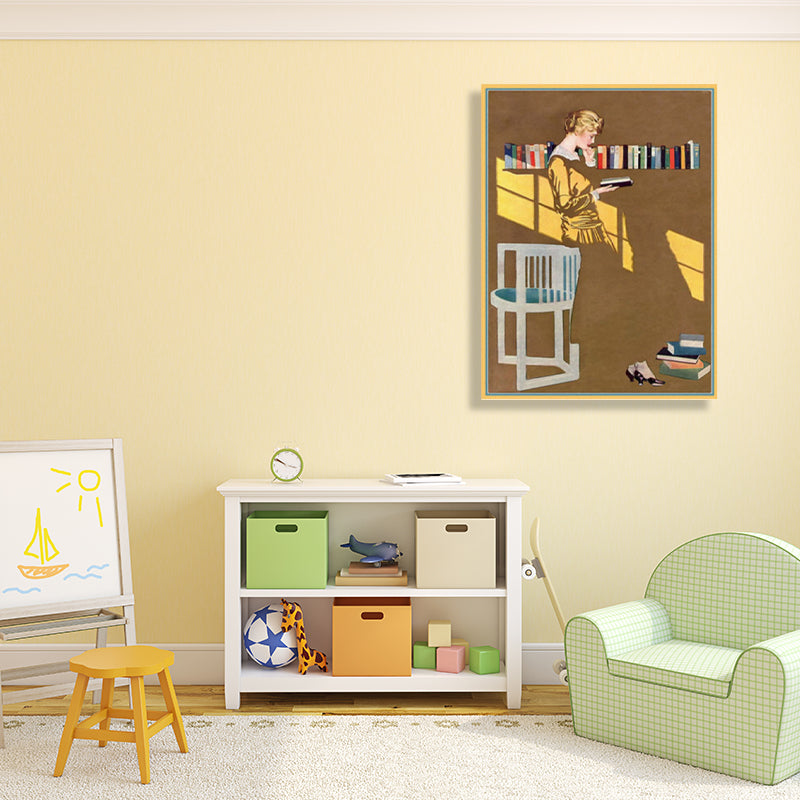 Vivolux | Lesende Frauen Wandkunst Brauner Leinwanddruck Wanddekoration, Texturiert, Mehrere Größenoptionen