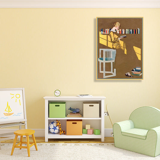 Vivolux | Lesende Frauen Wandkunst Brauner Leinwanddruck Wanddekoration, Texturiert, Mehrere Größenoptionen