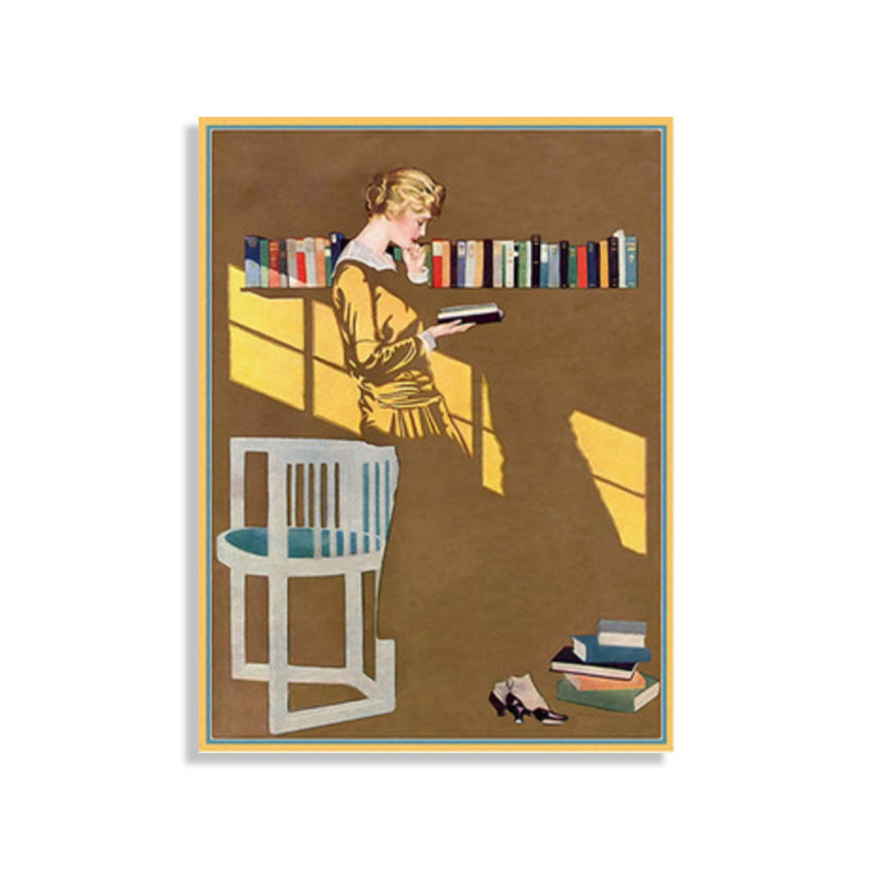 Vivolux | Lesende Frauen Wandkunst Brauner Leinwanddruck Wanddekoration, Texturiert, Mehrere Größenoptionen