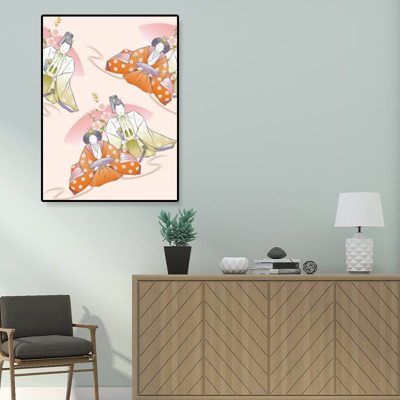 Vivolux | Japanische Geisha Leinwanddruck Pastellfarbe Gästezimmer Wandkunst Dekor, verschiedene Größen