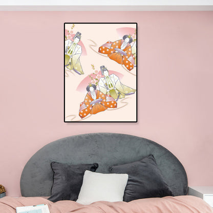 Vivolux | Japanische Geisha Leinwanddruck Pastellfarbe Gästezimmer Wandkunst Dekor, verschiedene Größen