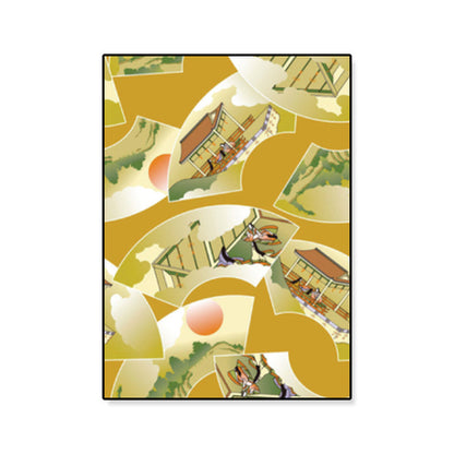 Vivolux | Illustration Chinesisches antikes Haus Kunstdruck Leinwand Strukturierte sanfte Farbe Wanddekoration