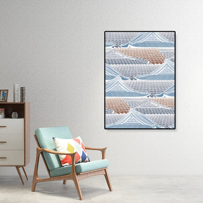 Vivolux | Illustration Chinesisches antikes Haus Kunstdruck Leinwand Strukturierte sanfte Farbe Wanddekoration