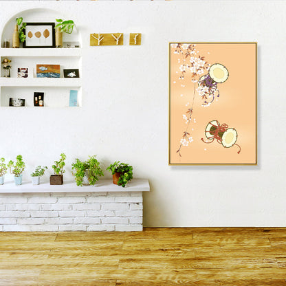 Vivolux | Handtrommel Kotsuzumi Leinwand Wandkunst Sanfte Farben Japanische Wanddekoration für das Esszimmer