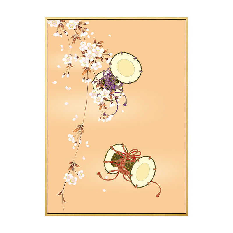 Vivolux | Handtrommel Kotsuzumi Leinwand Wandkunst Sanfte Farben Japanische Wanddekoration für das Esszimmer