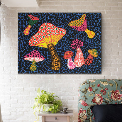 Vivolux | Pop Art Pilz Leinwanddruck Dunkelblau Texturierte Wanddekoration für das Wohnzimmer