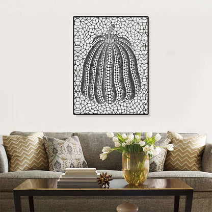 Vivolux | Illustration Pop Art Leinwand mit Kürbismuster in dunkler Farbe, mehrere Größen verfügbar