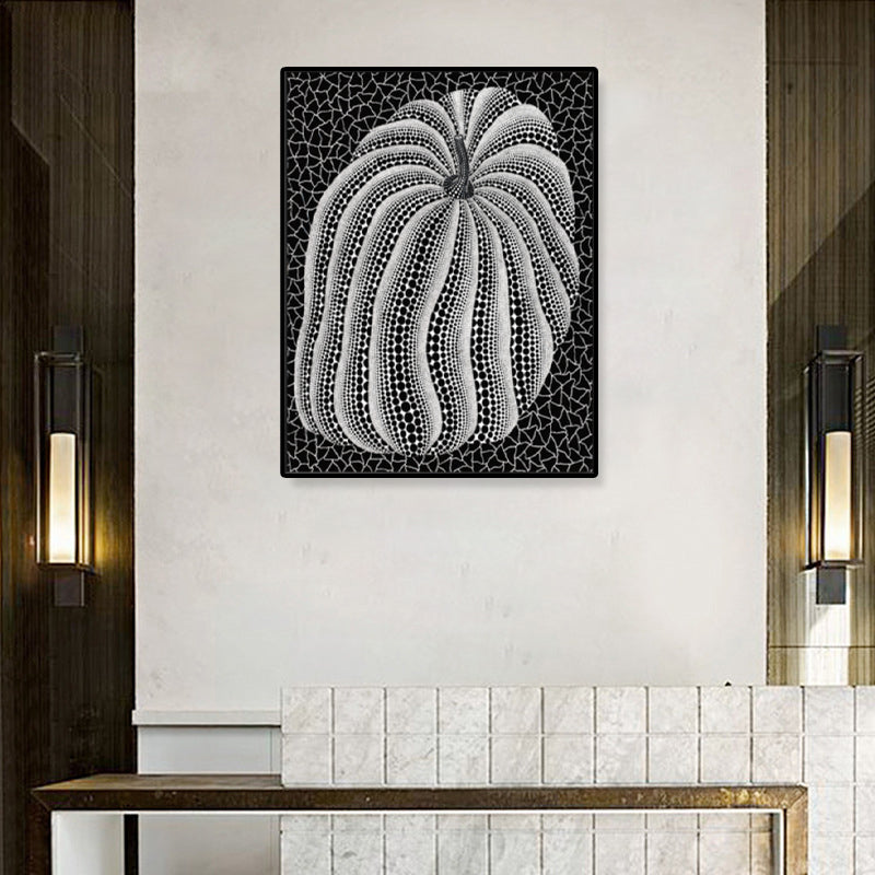 Vivolux | Illustration Pop Art Leinwand mit Kürbismuster in dunkler Farbe, mehrere Größen verfügbar