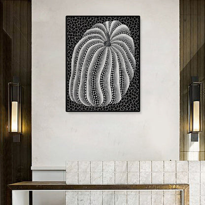 Vivolux | Illustration Pop Art Leinwand mit Kürbismuster in dunkler Farbe, mehrere Größen verfügbar