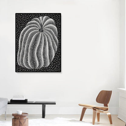 Vivolux | Illustration Pop Art Leinwand mit Kürbismuster in dunkler Farbe, mehrere Größen verfügbar