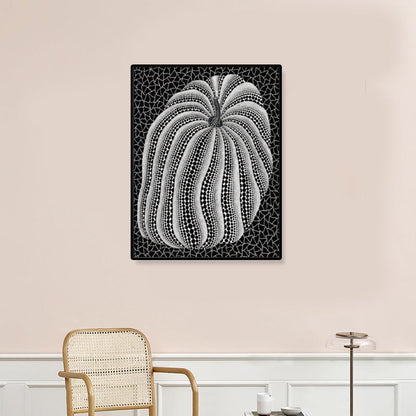 Vivolux | Illustration Pop Art Leinwand mit Kürbismuster in dunkler Farbe, mehrere Größen verfügbar