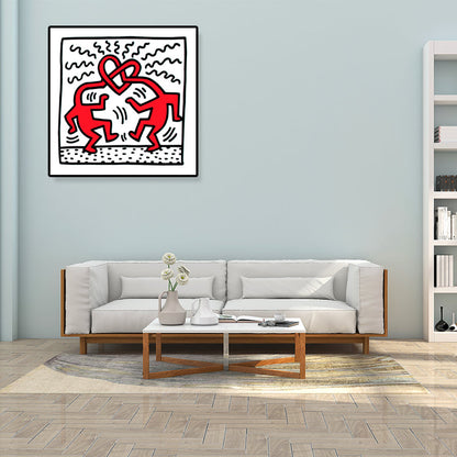 Vivolux | Comic-Figur-Zeichnung Wandkunst Moderne Lustige Graffiti Leinwanddruck in hellen Farben