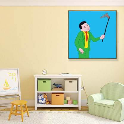 Vivolux | Illustration Dunkler Humor Comic Leinwand Funkelnde Texturierte Wandkunst Dekor für Jungenzimmer