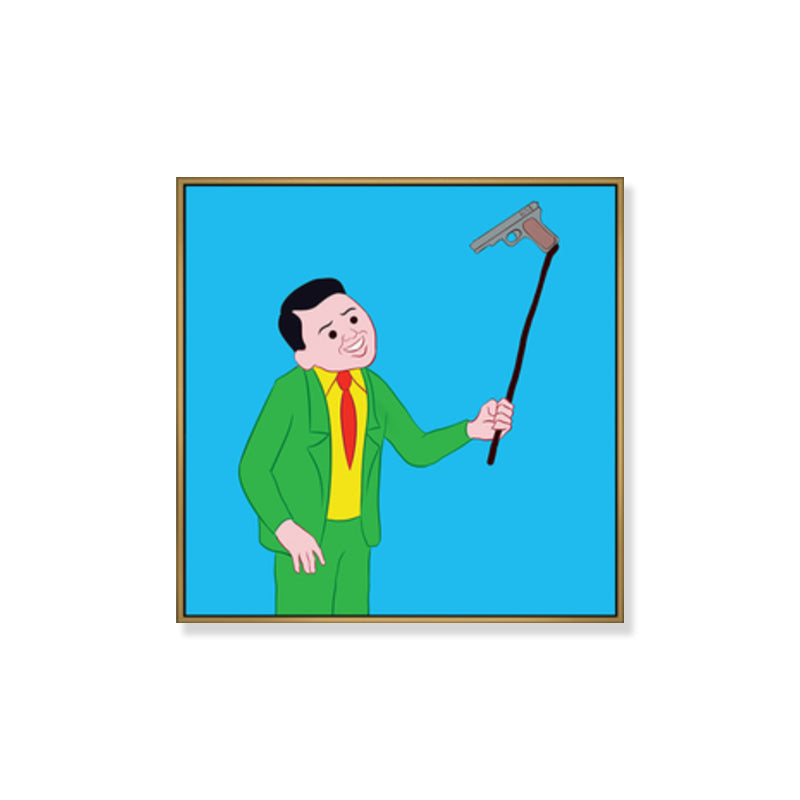 Vivolux | Illustration Dunkler Humor Comic Leinwand Funkelnde Texturierte Wandkunst Dekor für Jungenzimmer