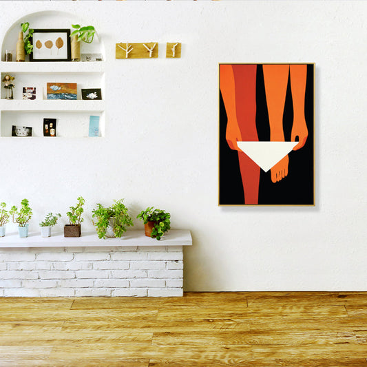 Vivolux | Orange Frau an schwarzer Wandkunst strukturierten Schlafzimmer Leinwanddruck, mehrere Größen
