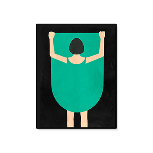 Vivolux | Frau in Grün Wanddekoration Figurenzeichnung Funky Texturierte Leinwand Wandkunst für Schlafzimmer