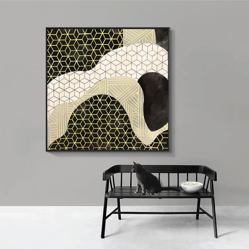 Vivolux | Grünes Farbblockierendes Kunstdruck-Geometrie Funky Texturiertes Wanddekor für Hotel, Größe Optional