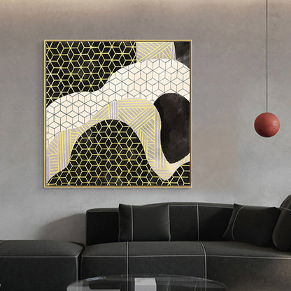 Vivolux | Grünes Farbblockierendes Kunstdruck-Geometrie Funky Texturiertes Wanddekor für Hotel, Größe Optional