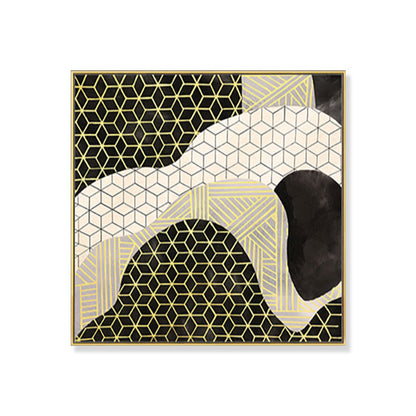 Vivolux | Grünes Farbblockierendes Kunstdruck-Geometrie Funky Texturiertes Wanddekor für Hotel, Größe Optional