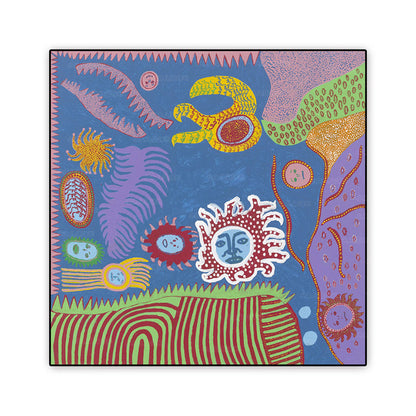 Vivolux | Sonnenzeichnung Wanddekoration Bunt Funky Leinwand Wandkunst für Teenagerzimmer, Texturiert