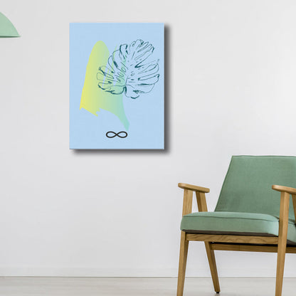 Vivolux | Blaue Laubkunst Druck Botanisch Nordisch Texturiert Eingewickelte Leinwand für Wohnzimmer