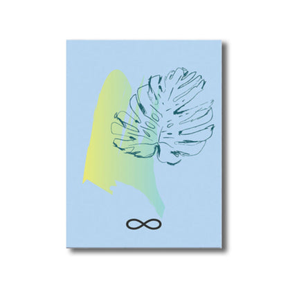 Vivolux | Blaue Laubkunst Druck Botanisch Nordisch Texturiert Eingewickelte Leinwand für Wohnzimmer